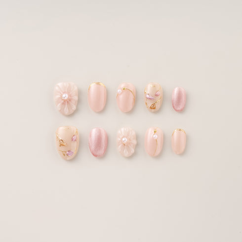 Blush Petal Elegance – Short, Oval