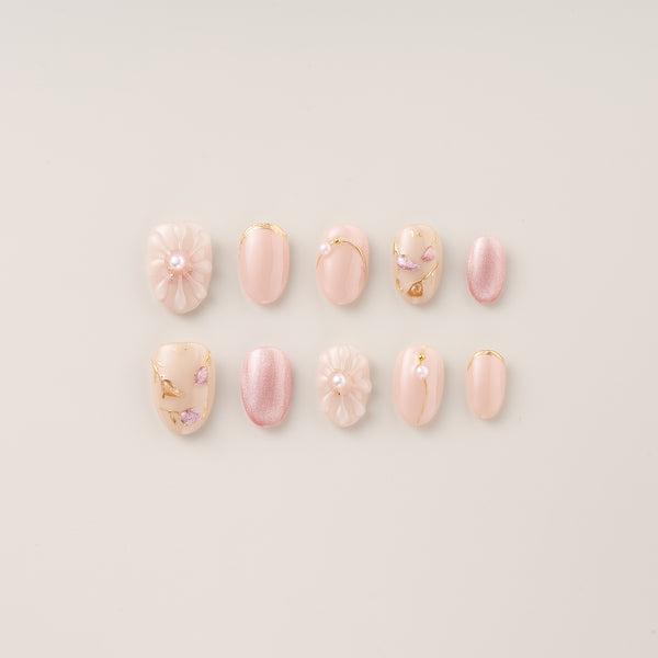 Blush Petal Elegance – Short, Oval