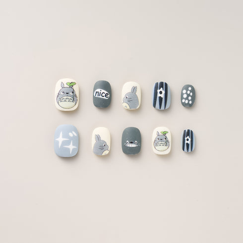 Forest Spirit Totoro Nails – Short Square