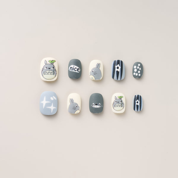 Forest Spirit Totoro Nails – Short Square