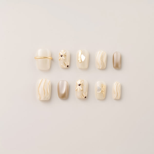 Golden Petal Charm – Short, Square