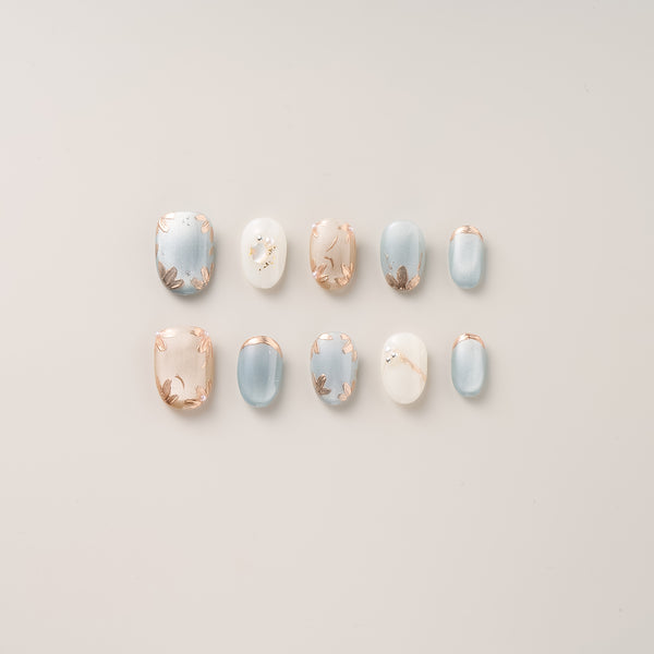 Moonlit Blossom Tips – Short, Almond