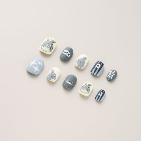Forest Spirit Totoro Nails – Short Square