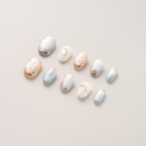 Moonlit Blossom Tips – Short, Almond