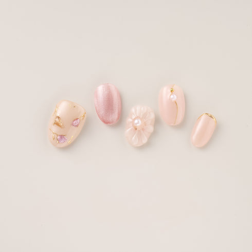 Blush Petal Elegance – Short, Oval