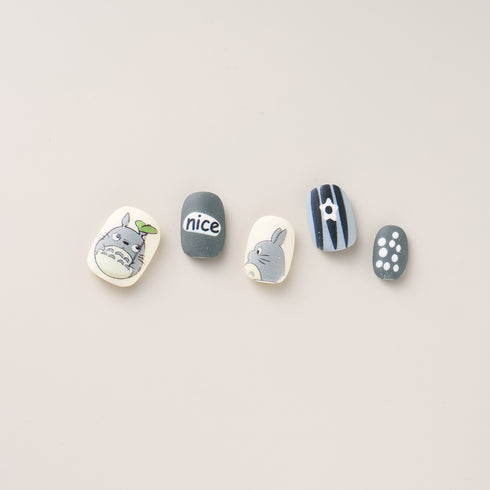 Forest Spirit Totoro Nails – Short Square