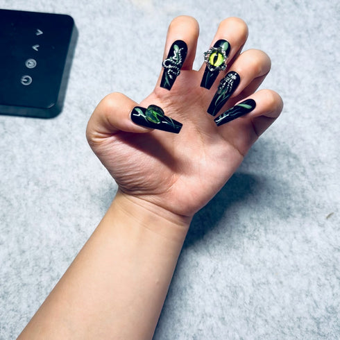 Emerald Gaze-Halloween, Long, Ballerina, Black, Green