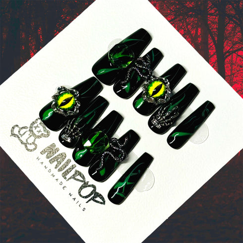 Emerald Gaze-Halloween, Long, Ballerina, Black, Green