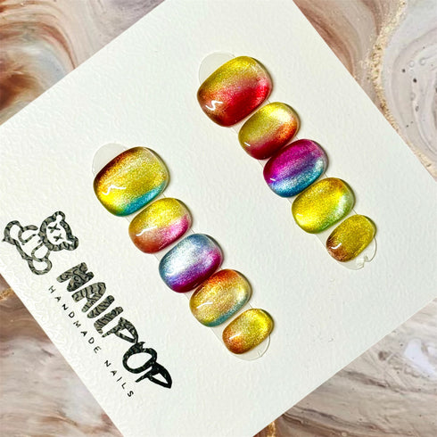 Prismatic Bliss: Rainbow Glow - Short, Square, Multi-Color