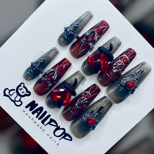 Crimson Heartbeat - Halloween, Long, Ballerina, Black, Red