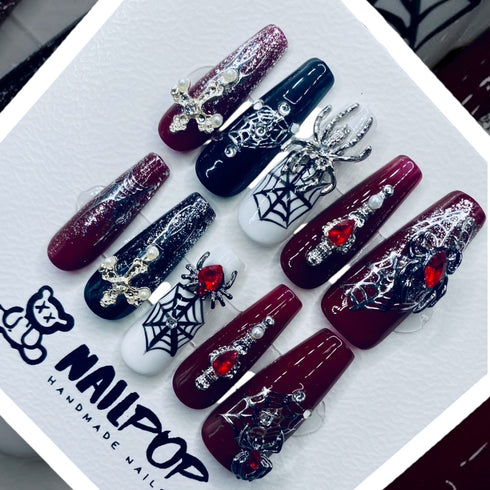 Bewitching Spider - Halloween, Long, Ballerina, Black, white, Red, Spider