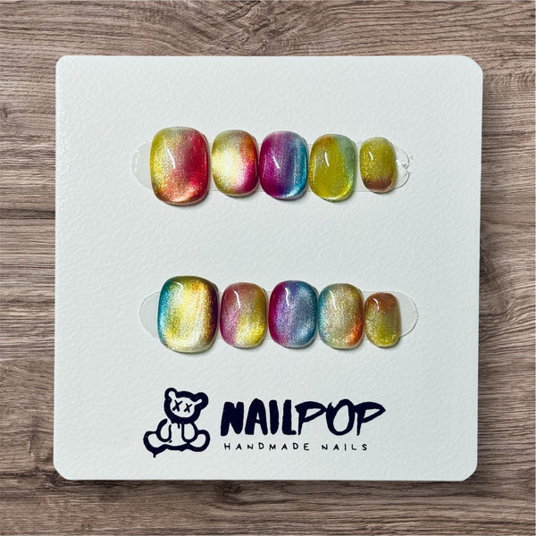 Prismatic Bliss: Rainbow Glow - Short, Square, Multi-Color