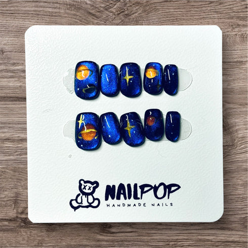 Galactic Dreams: Planet Chrome - Short, Square, Blue, Planet, Chrome