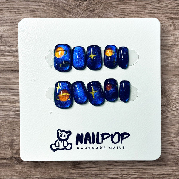 Galactic Dreams: Planet Chrome - Short, Square, Blue, Planet, Chrome