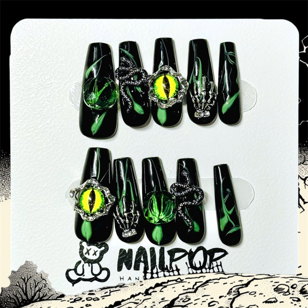 Emerald Gaze-Halloween, Long, Ballerina, Black, Green