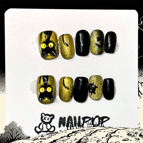 Bewitched Cat - Halloween, Medium, Square, Cat, Black, Animal