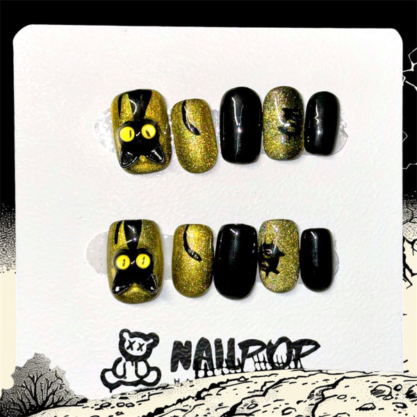 Bewitched Cat - Halloween, Medium, Square, Cat, Black, Animal