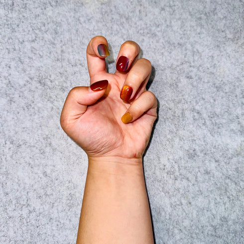 Harvest Hues: Autumn Radiance - Fall, Short, Round, Multicolor, Chrome