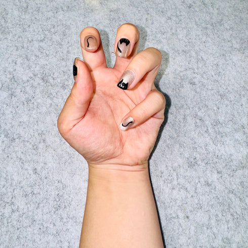 Mystic Cat Glitter Nail Set - Halloween, Short, Square, Cat, Glitter, Animal