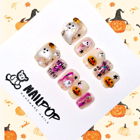 Spooky & Sweet: Trick or Treat - Halloween ,Short, Square, Cute, Spooky