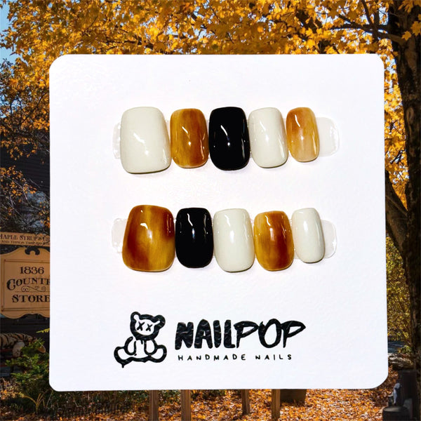 Autumn Essence: Cozy Earth - Fall, Short, Square, White, Brown, Black