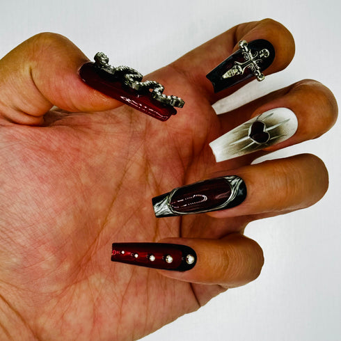 Serpent's Embrace - Halloween, Long, Ballerina, Black, White, Red