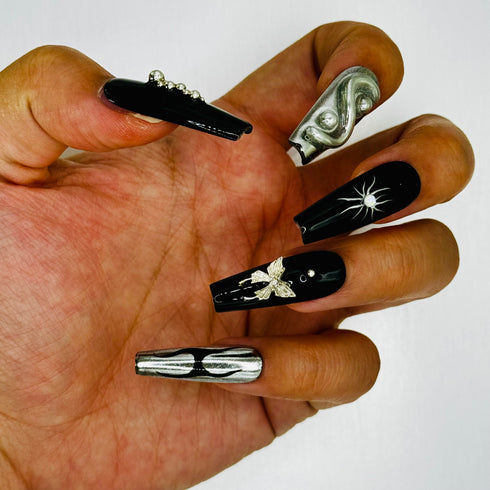 Celestial Noir - Halloween, Long, Ballerina, Black, Silver