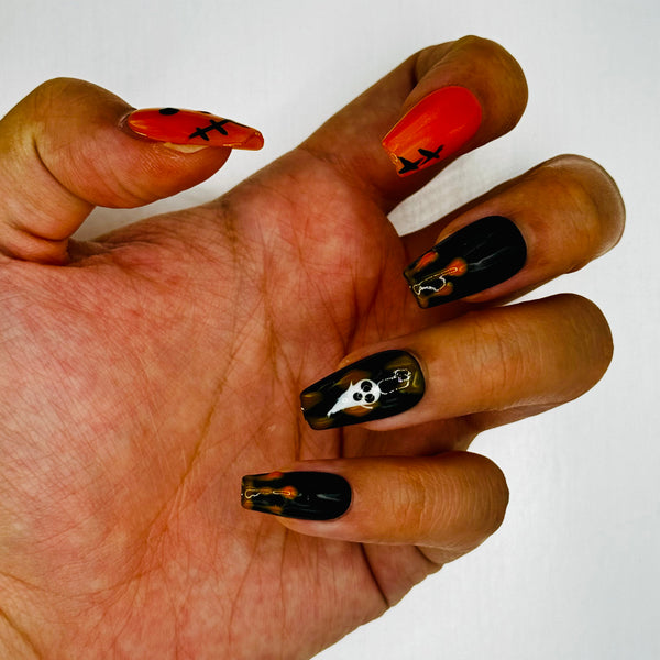 Spooky Smiles - Halloween, Medium, Ballerina, Orange, Black