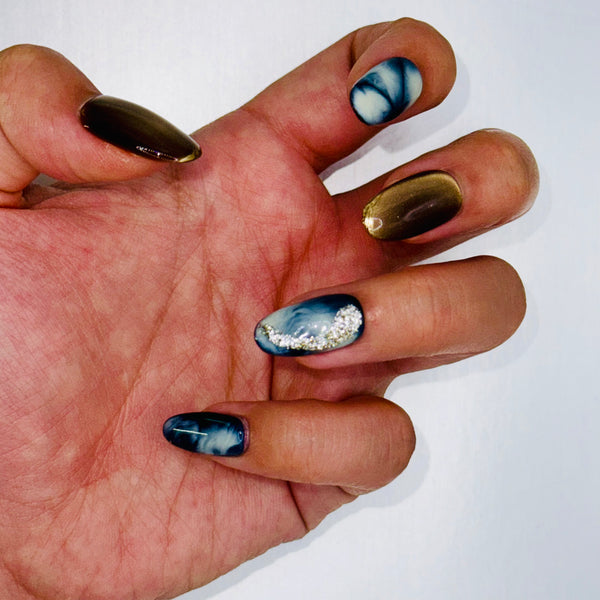 Mystic Galaxy - Fall, Medium, Almond, French, Blue, Brown