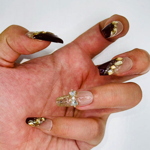 Golden Elegance - Long, Ballerina, Brown, Golden