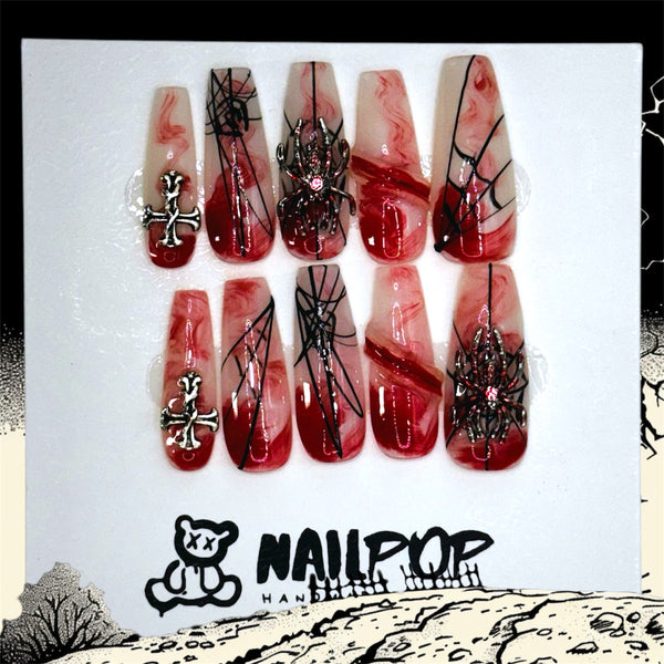 Crimson Web - Halloween, Long, Ballerina, Red, White, Spider