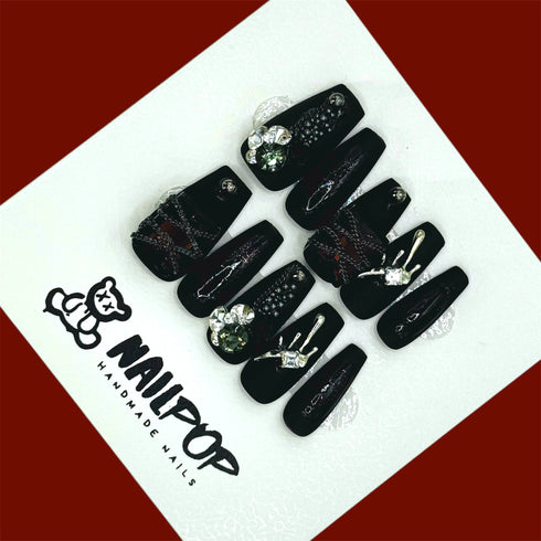 Nocturnal Glam - Halloween,Long, Ballerina, Black, Red, Silver