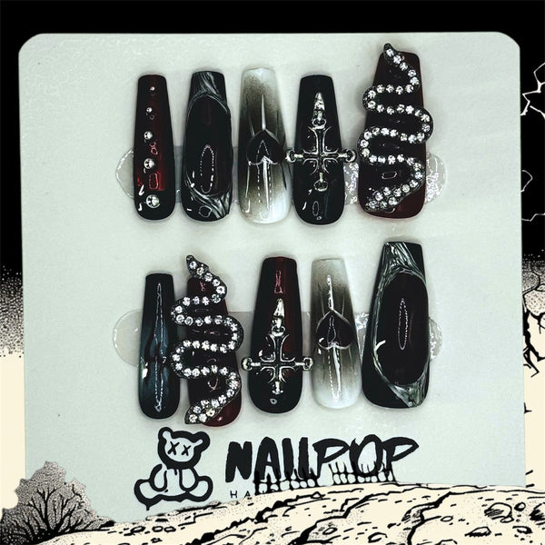 Serpent's Embrace - Halloween, Long, Ballerina, Black, White, Red