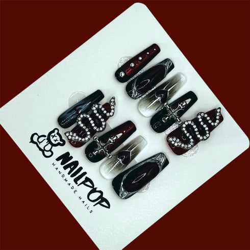 Serpent's Embrace - Halloween, Long, Ballerina, Black, White, Red