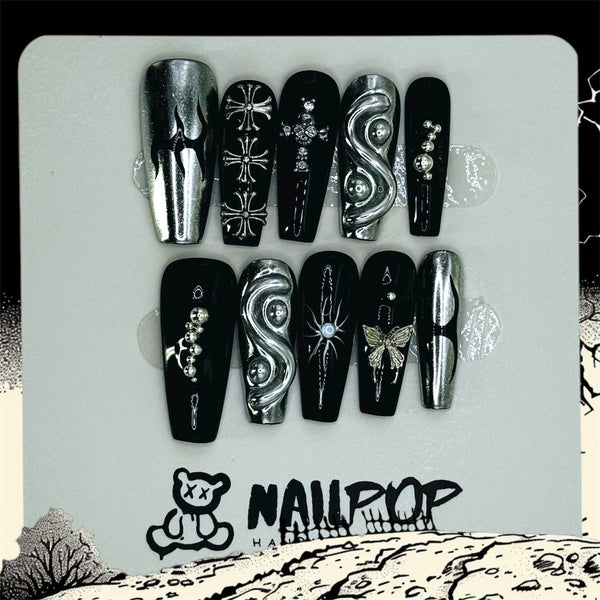 Celestial Noir - Halloween, Long, Ballerina, Black, Silver