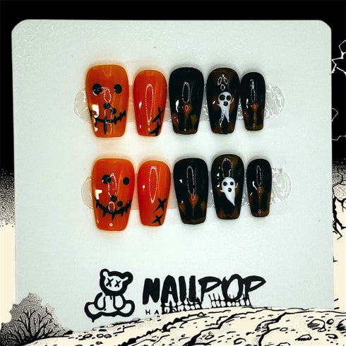 Spooky Smiles - Halloween, Medium, Ballerina, Orange, Black