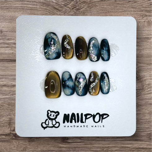 Mystic Galaxy - Fall, Medium, Almond, French, Blue, Brown