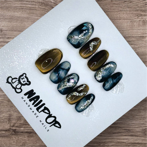 Mystic Galaxy - Fall, Medium, Almond, French, Blue, Brown