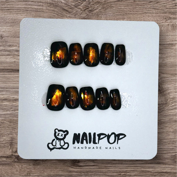 Ember Glow - Fall, Short, Square, Black