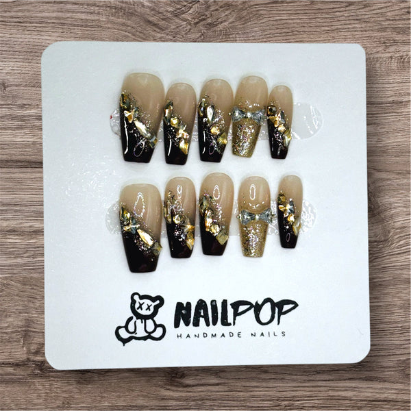 Golden Elegance - Long, Ballerina, Brown, Golden