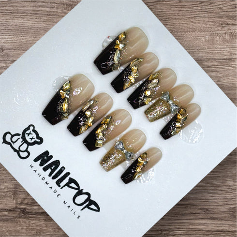 Golden Elegance - Long, Ballerina, Brown, Golden