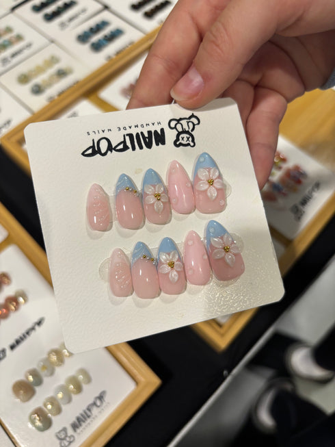 Pink with white flowers