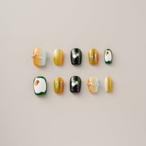 Amber Forest Green Silver Foil - Short, Square