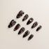 Black Cherry Silver Heart Wire - Long, Almond