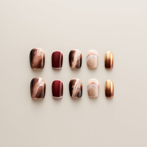 Chocolate Marble Burgundy Gold - Short, Square
