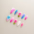 Cotton Candy Pink Blue Bloom - Long, Almond