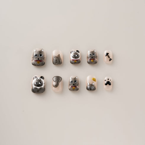 Glitter Cat Panda Paws - Short, Square