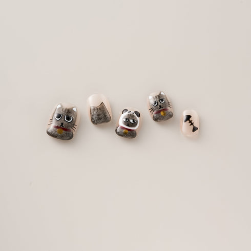 Glitter Cat Panda Paws - Short, Square