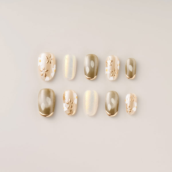 Golden Bloom Cat Eye - Short, Round