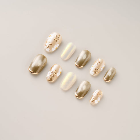 Golden Bloom Cat Eye - Short, Round